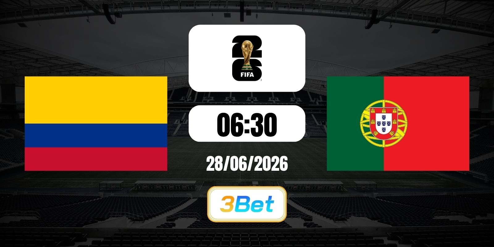 3BET Soi kèo Colombia vs Bồ Đào Nha 06h30 ngày 28/06/2026 - Giải World Cup